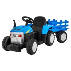 Трактор на акумуляторі з причіпом New Holland T7, блакитний