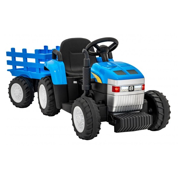 Трактор на акумуляторі з причіпом New Holland T7, блакитний
