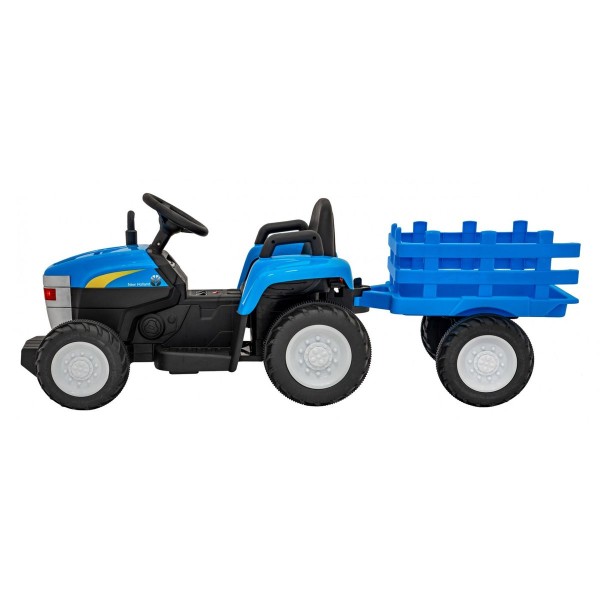 Трактор на акумуляторі з причіпом New Holland T7, блакитний