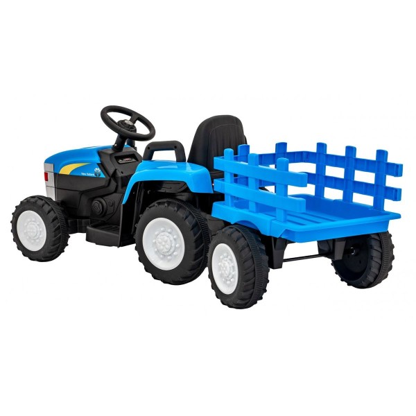 Трактор на акумуляторі з причіпом New Holland T7, блакитний