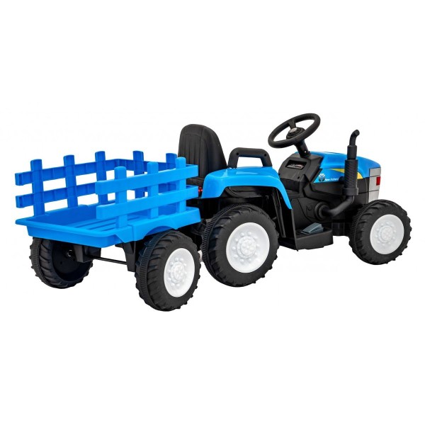 Трактор на акумуляторі з причіпом New Holland T7, блакитний