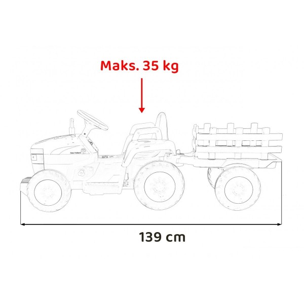 Трактор на акумуляторі з причіпом New Holland T7, блакитний