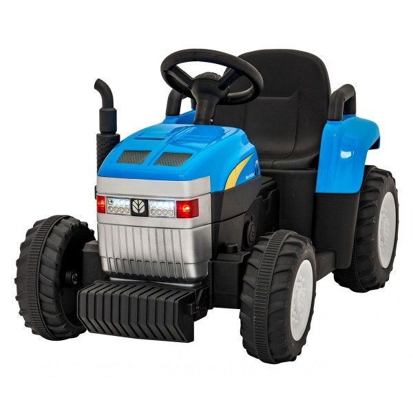 Трактор на акумуляторі з причіпом New Holland T7, блакитний
