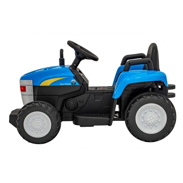 Трактор на акумуляторі з причіпом New Holland T7, блакитний
