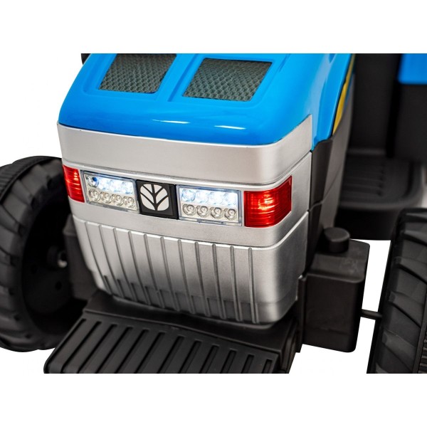 Трактор на акумуляторі з причіпом New Holland T7, блакитний