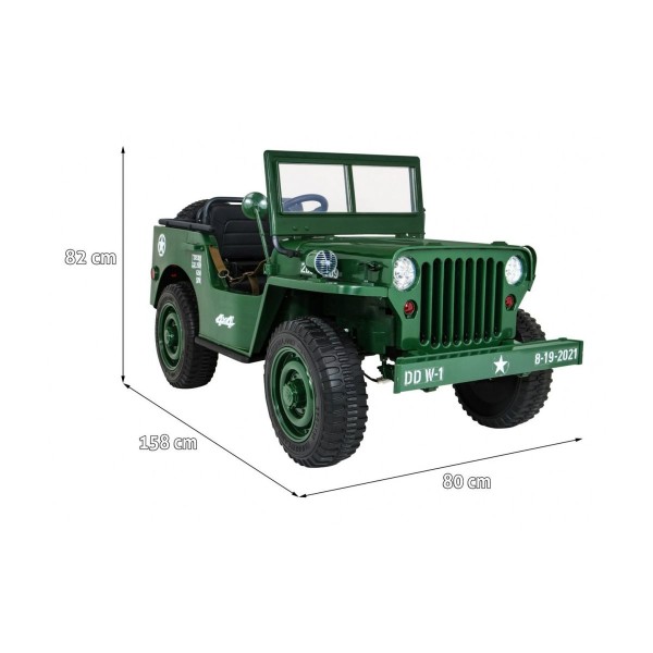 Джип на акумулятор військовий 4x4 3-місний Ramiz Retro Strong, синій