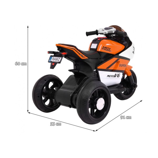 Мотоцикл триколісний на акумуляторі Ramiz SUPER Motorcycle, оранжевий