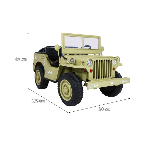 Джип на акумулятор військовий 4x4 3-місний Ramiz Retro Strong, Matcha