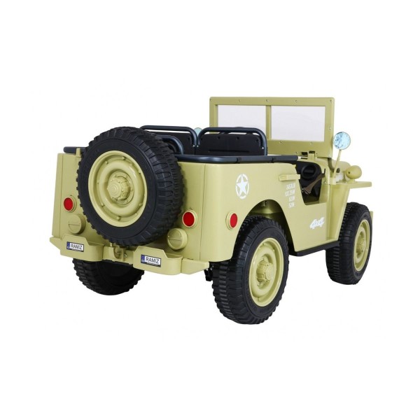 Джип на акумулятор військовий 4x4 3-місний Ramiz Retro Strong, Matcha