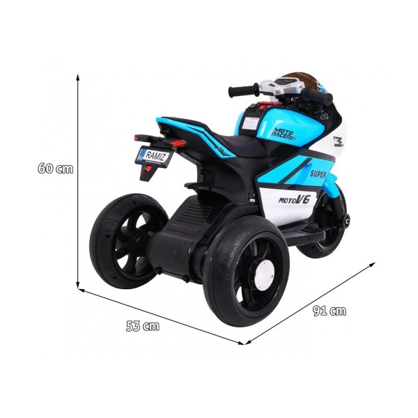 Мотоцикл триколісний на акумуляторі Ramiz SUPER Motorcycle, блакитний