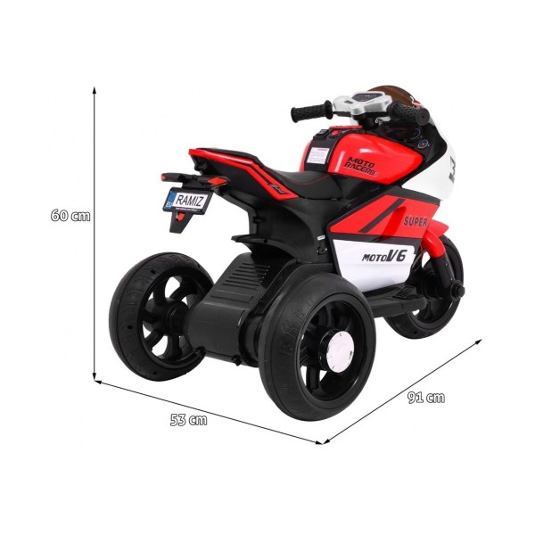 Мотоцикл триколісний на акумуляторі Ramiz SUPER Motorcycle, червоний