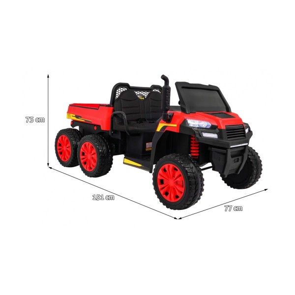 Джип на акумулятор 4x6 шестиколісний двомісний Ramiz Farmer Truck, червоний