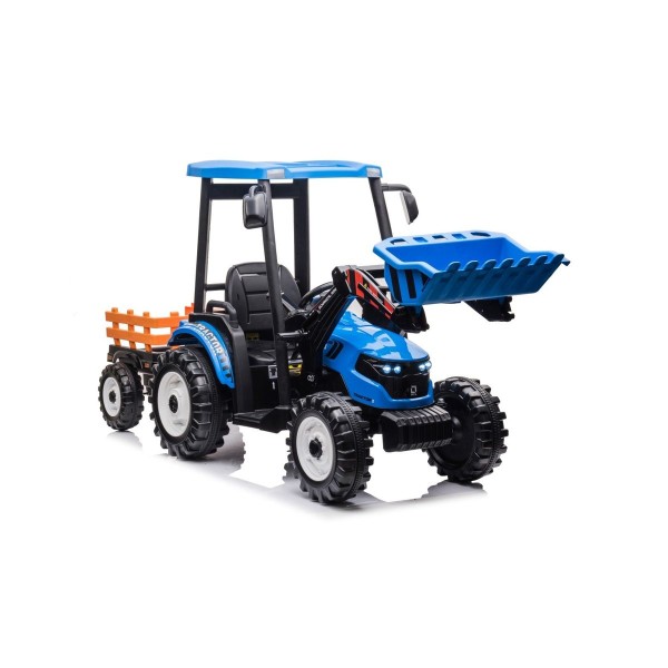 Трактор з причіпом на акумуляторі MEGA Traktor D68, блакитний