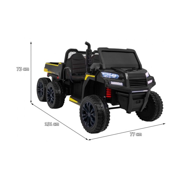 Джип на акумулятор 4x6 шестиколісний двомісний Ramiz Farmer Truck, чорний