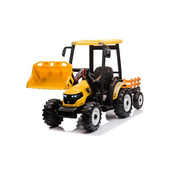Трактор з причіпом на акумуляторі MEGA Traktor D68, жовтий