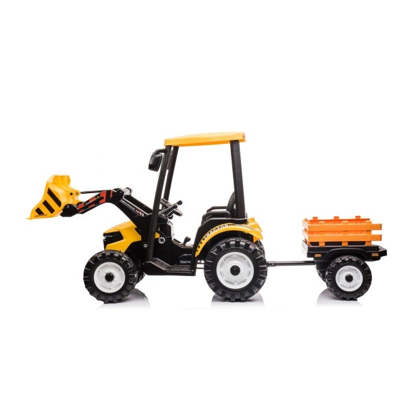 Трактор з причіпом на акумуляторі MEGA Traktor D68, жовтий