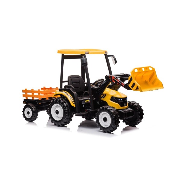 Трактор з причіпом на акумуляторі MEGA Traktor D68, жовтий