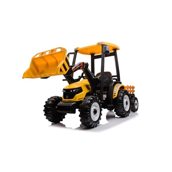 Трактор з причіпом на акумуляторі MEGA Traktor D68, жовтий