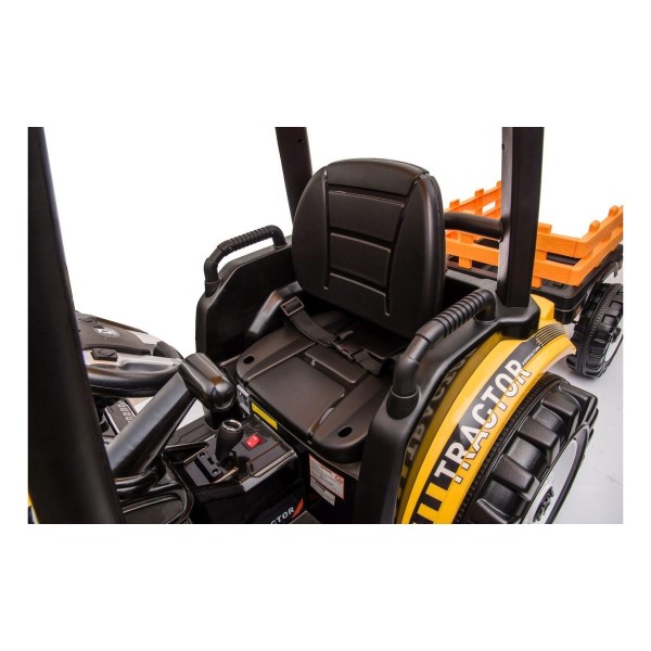 Трактор з причіпом на акумуляторі MEGA Traktor D68, жовтий
