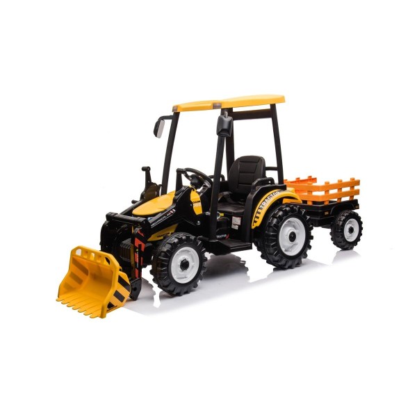 Трактор з причіпом на акумуляторі MEGA Traktor D68, жовтий