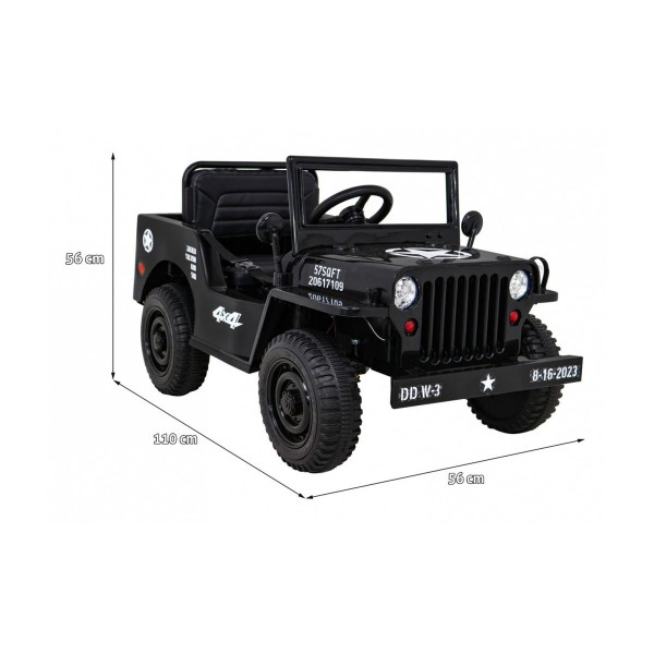 Джип на акумулятор військовий 4x4 Ramiz Retro, чорний