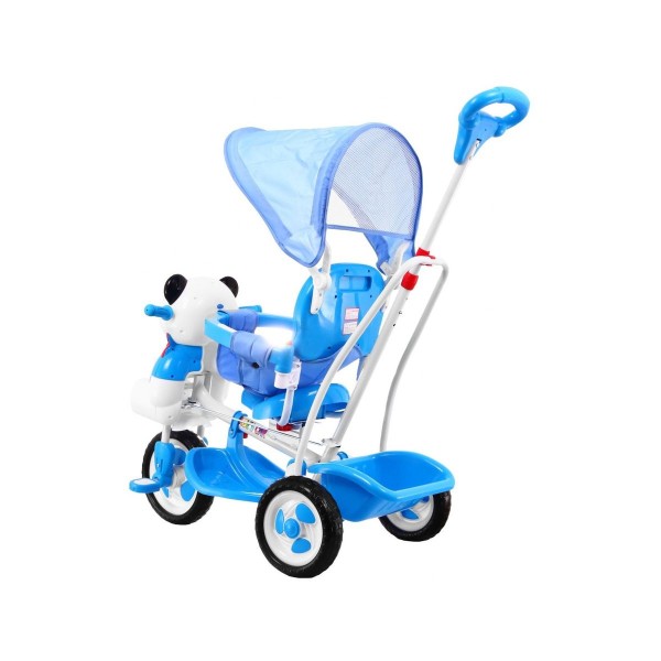 3-колісний дитячий велосипед-візок SporTrike з пандою, блакитний