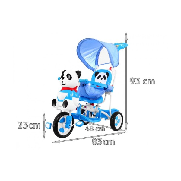 3-колісний дитячий велосипед-візок SporTrike з пандою, блакитний