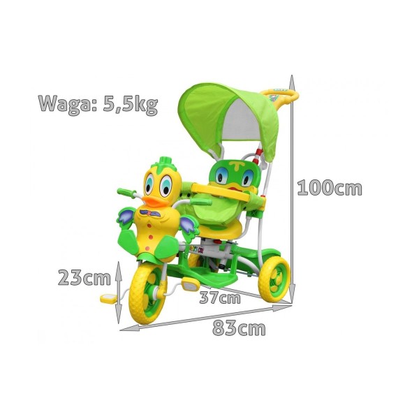 3-колісний дитячий велосипед-візок SporTrike з качкою, зелений