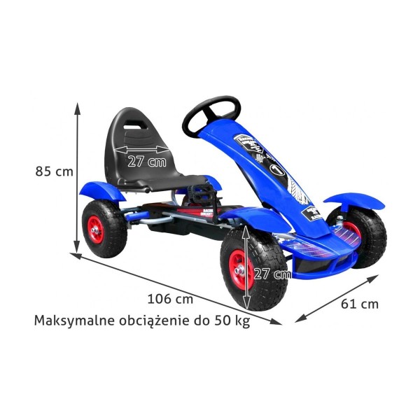 Веломобіль з надувними колесами Ramiz GoKart Racing XL, блакитний