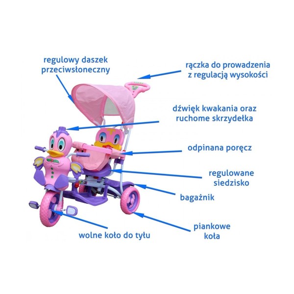 3-колісний дитячий велосипед-візок SporTrike з качкою, фіолетовий 