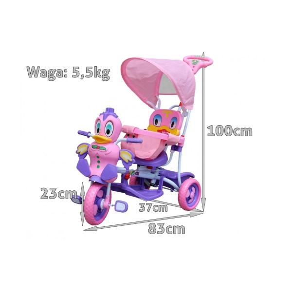 3-колісний дитячий велосипед-візок SporTrike з качкою, фіолетовий 