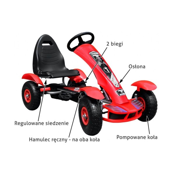 Веломобіль з надувними колесами Ramiz GoKart Racing XL, червоний