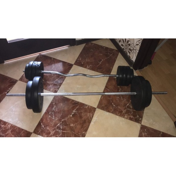 Штанга + гантелі RN-Sport на 80 кг. 4 грифи + диски. Рукавички у подарунок!