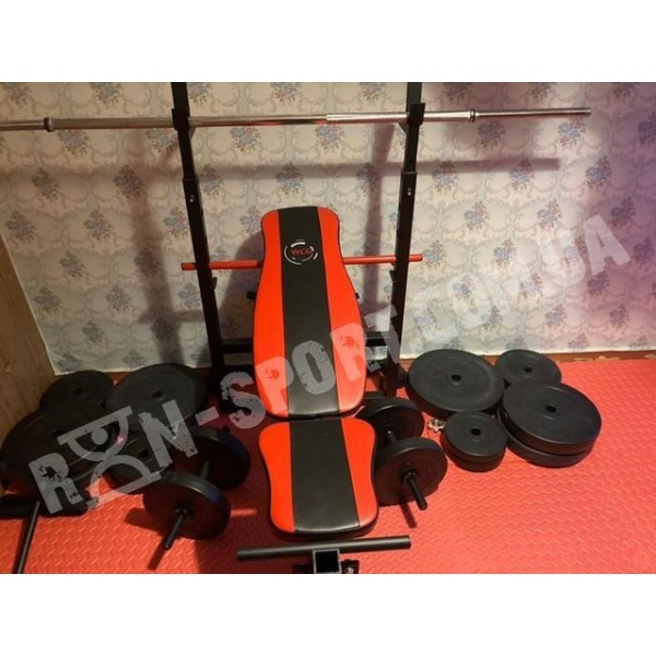Лавка для жиму з тягою, 4 грифи, 100 кг млинців RN-Sport