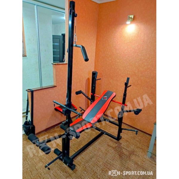 Лавка для жиму з тягою, 4 грифи, 100 кг млинців RN-Sport