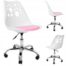 Крісло офісне, комп'ютерне Bonro B-881 DQ біле з рожевим сидінням