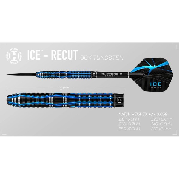 Дротики для дартсу Harrows ICE Recut 90% Steeltip