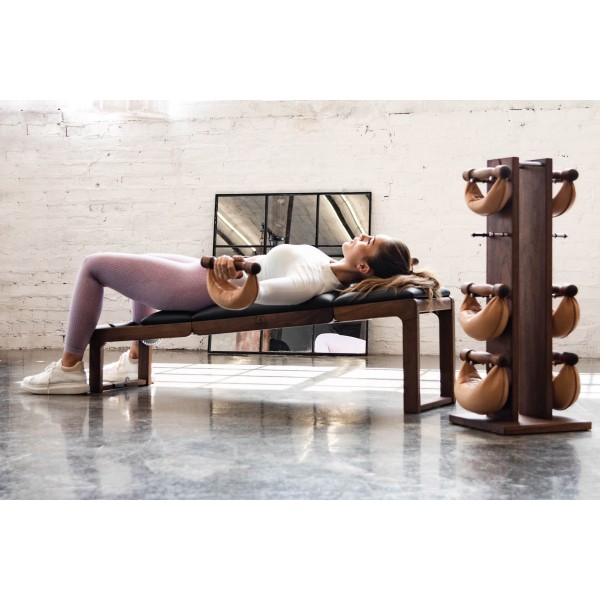 Складана лавка NOHRD TriaTrainer Exercise Bench Classic Walnut, шкіра