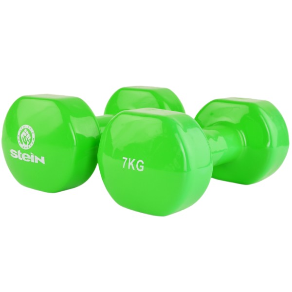 Гантель вінілова Stein 7кг, світло-зелена