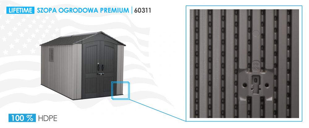 Конструкція HDPE садового сараю Lifetime