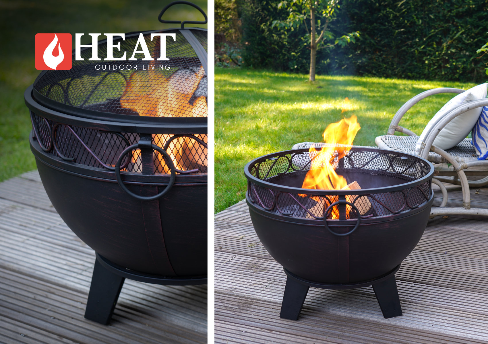 Садова чаша для багаття HEAT Outdoor Living Boble у використанні