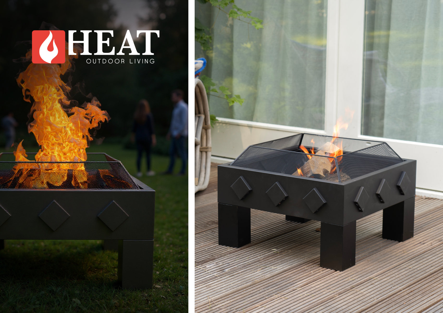 Комплектація квадратної садової чаші для багаття HEAT Outdoor Living