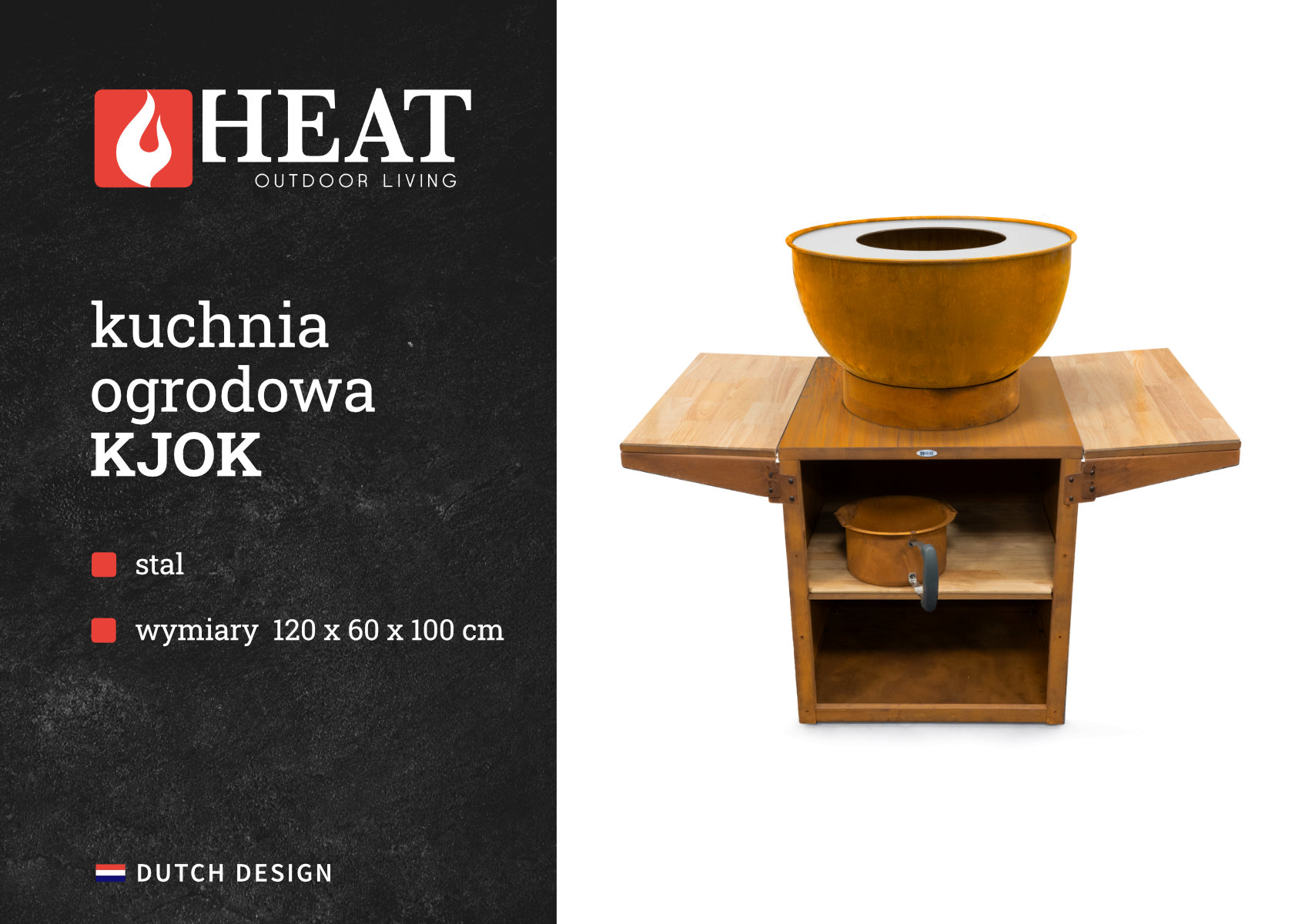 Бічні полиці садової кухні HEAT Kjok