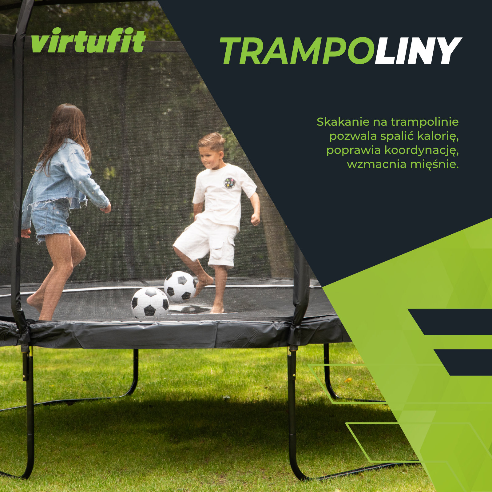 Батут VirtuFit Premium з сіткою безпеки 366 см чорний