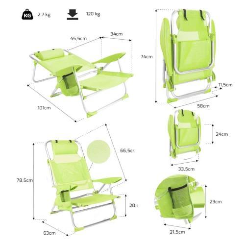 Основні характеристики Пляжного крісла-лежака Outtec