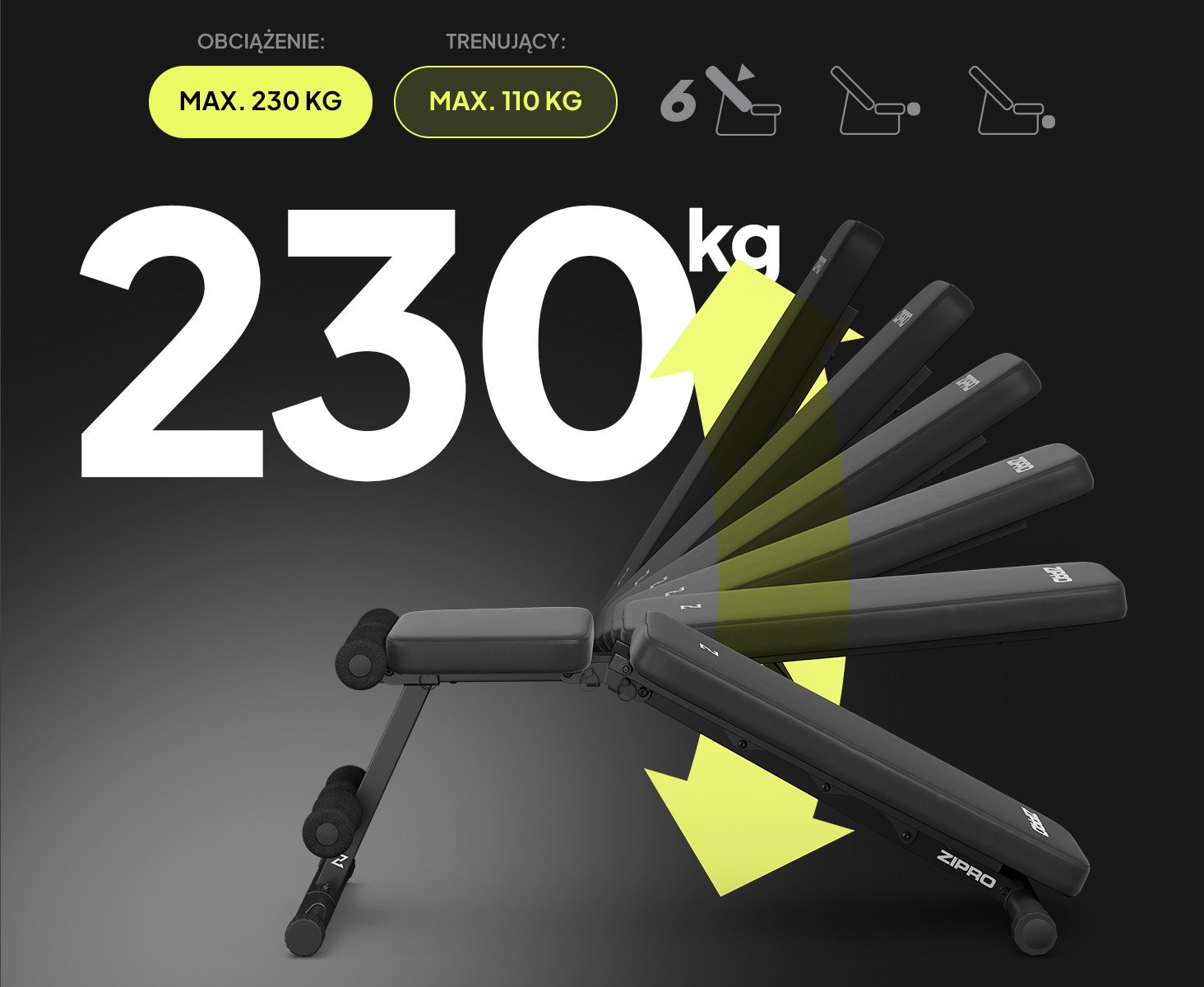 Регулювання кута лавки Zipro Tempo