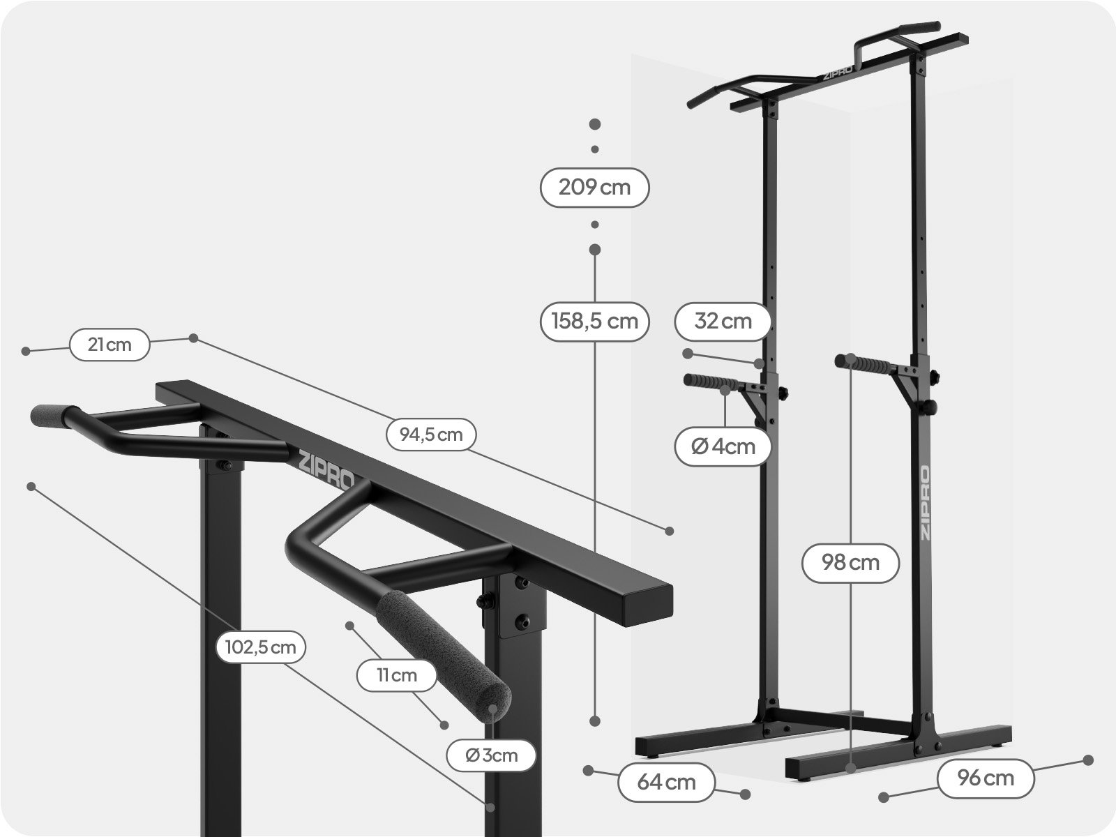 Регулювання висоти турніка Zipro Pullup