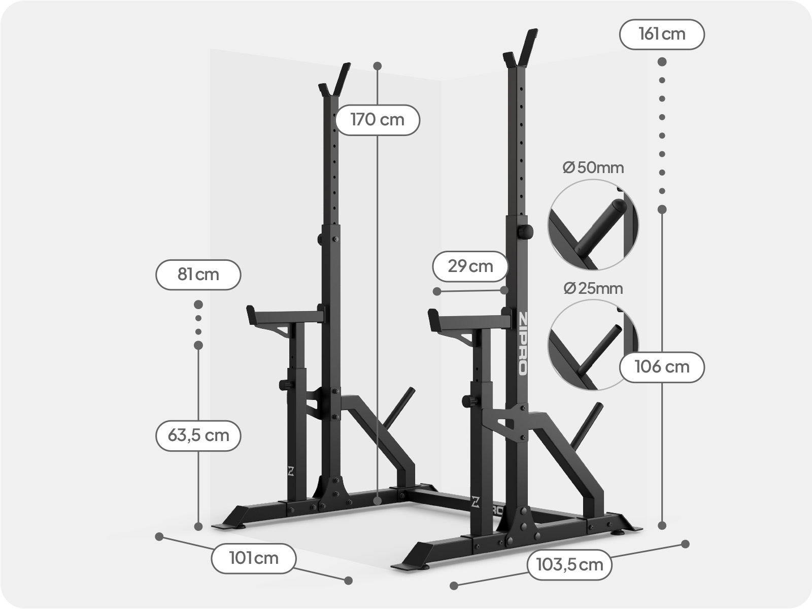Стійки Zipro Lift у домашній силовій зоні
