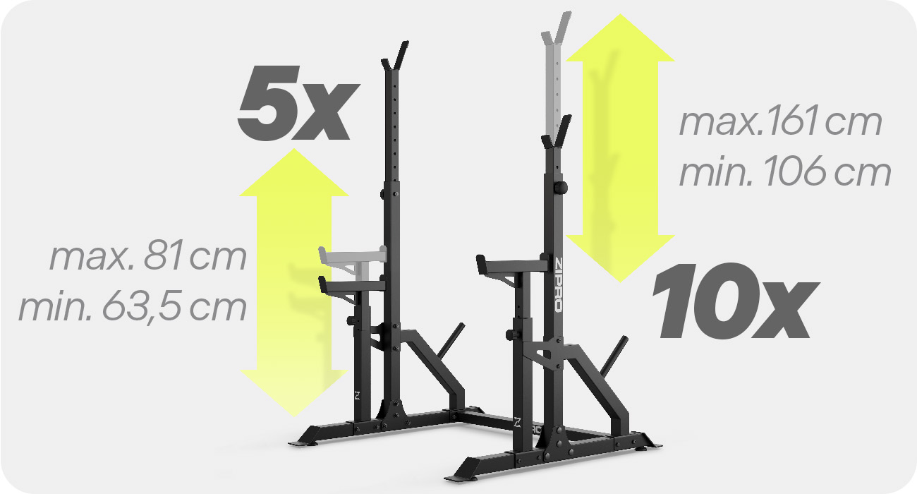 Регулювання висоти стійок і страхувальних упорів Zipro Lift
