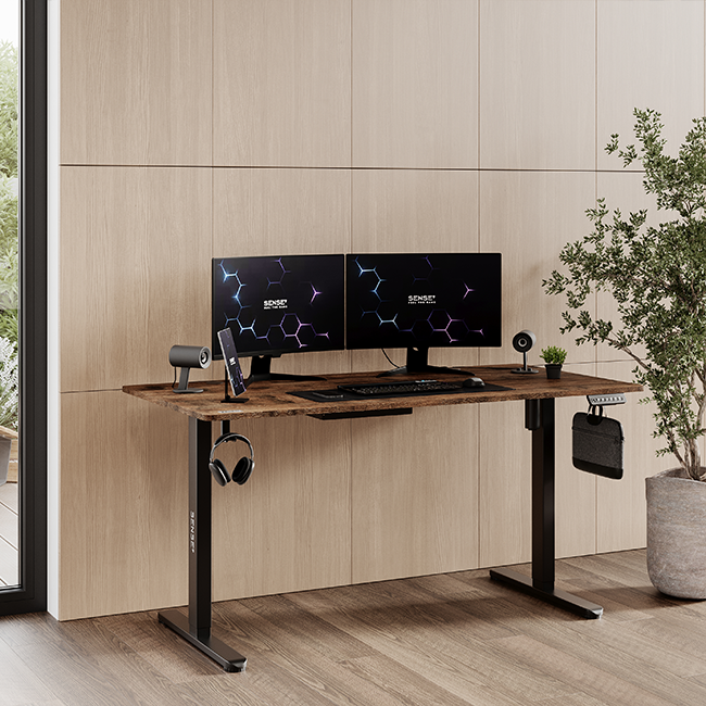 Стіл з регулюванням висоти електричний Sense7 Nojo 140×70 см дуб чорний